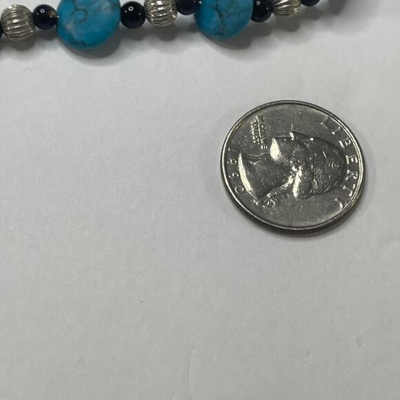 beaded necklace costume jewelry turquoise color dyed stone trendy boho bohemian - Picture 7 of 8